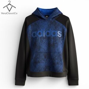 Adidas Boys Blue Black Hoodie Logo Size L 14/16